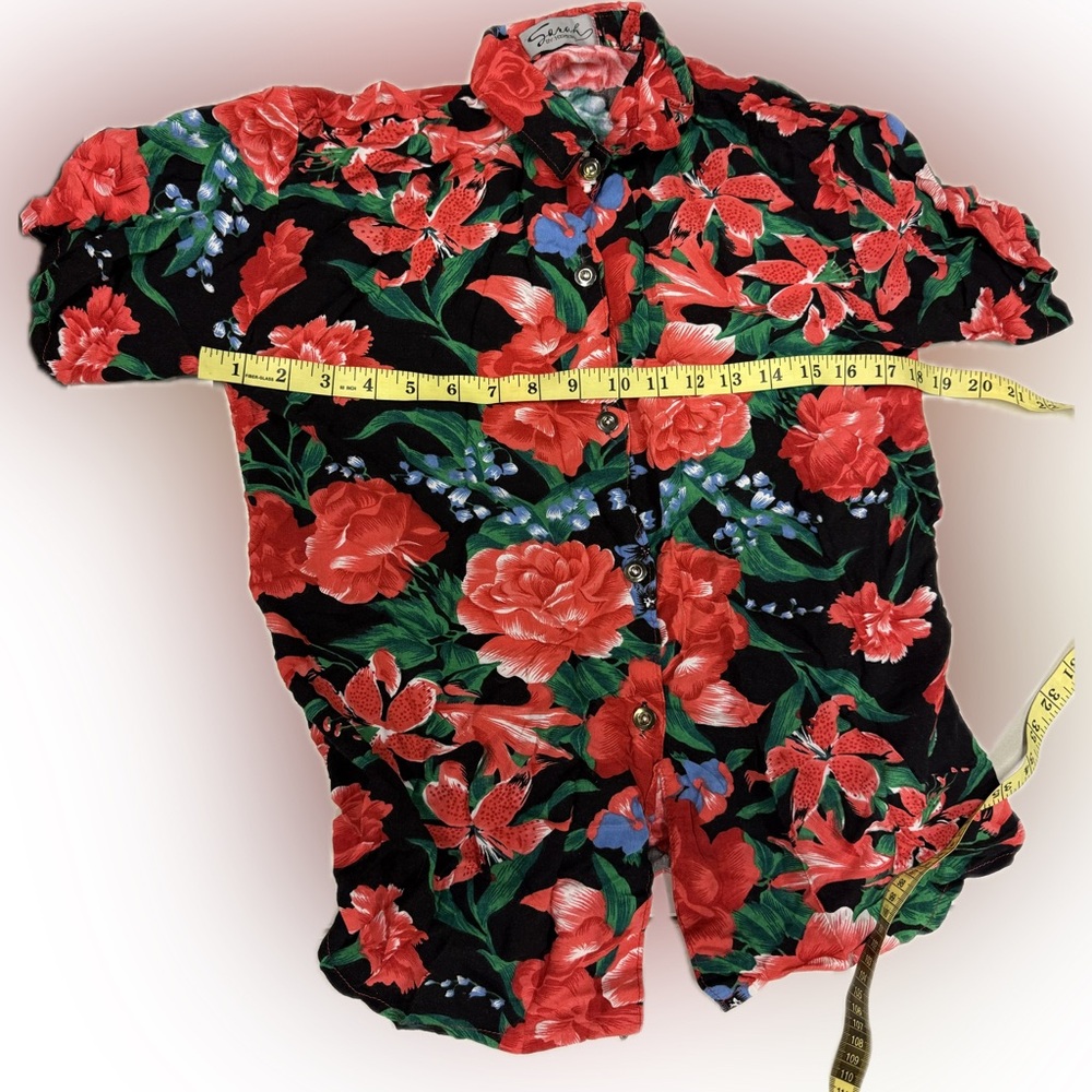 Floral Sarah by Meming vintage retro summer button up blouse